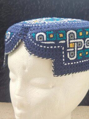 Men Sindhi Hat Round Handmade Traditional Ethnic Cap Topi Front Cut Hat One Size